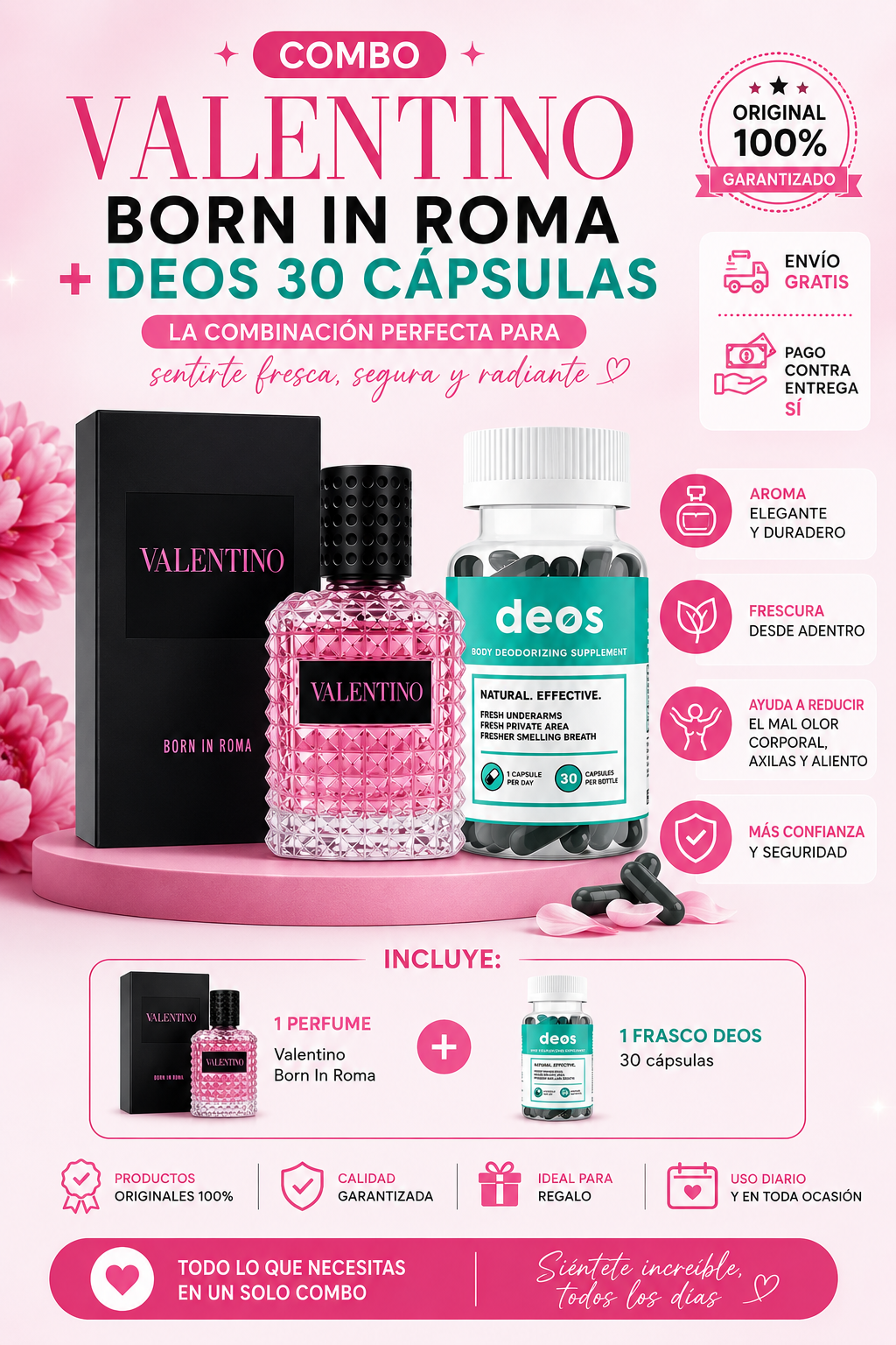 🔥 VALENTINO BORN IN ROMA + DEOS 30 CÁPSULAS 🔥 ✨ ORIGINAL 100% ✨